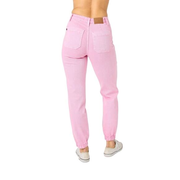 NWT‎ Judy Blue High Rise Garment Dyed Jogger Jeans in Pink Women's Size 16W - Picture 2 of 7